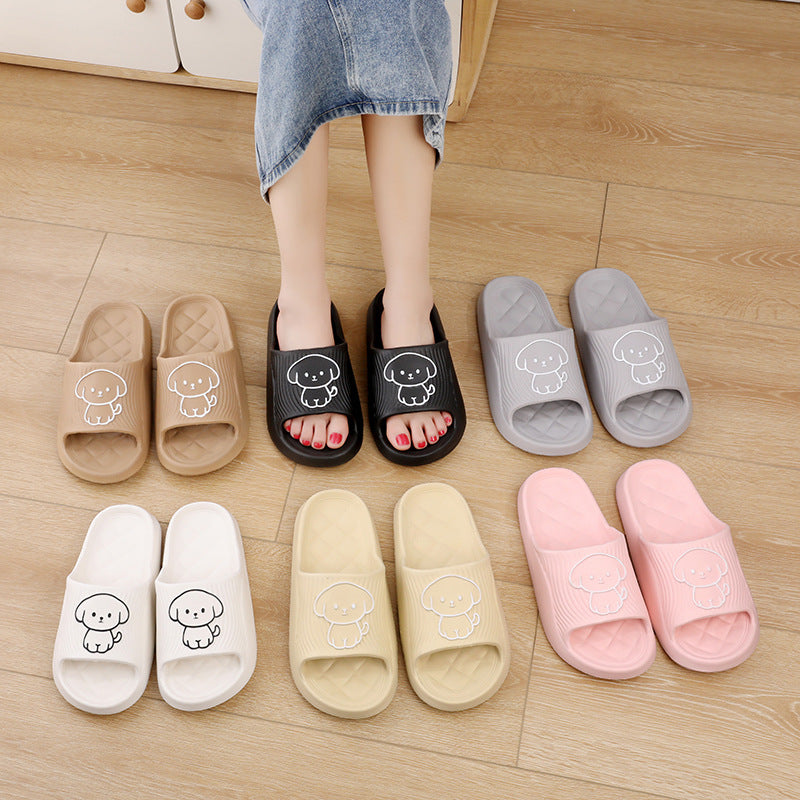 Cute Cartoon Dog Summer Non-Slip Rhombus Bathroom Slippers