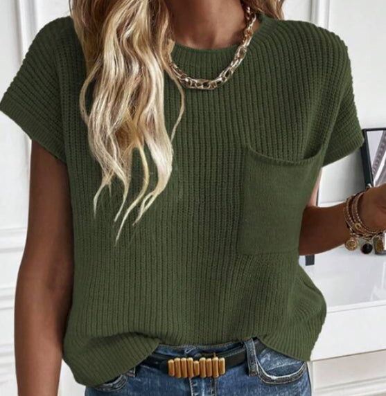 Fashion Tops Sweater With Short Sleeves