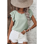 Summer Petal Ruffle Sleeve Pullover Blouse