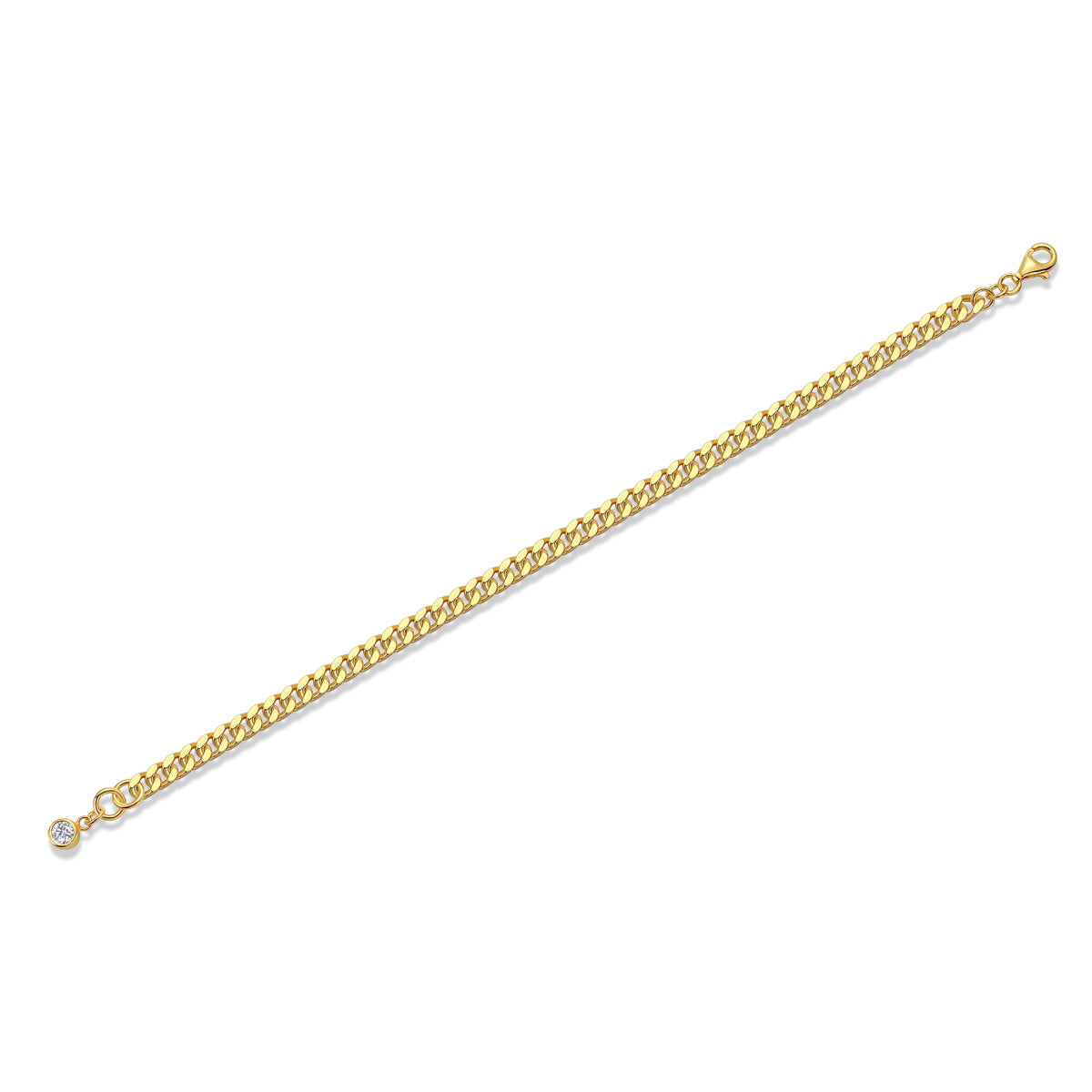 Luxury Mossan Diamond S925 Silver Curb Chain Link Bracelet