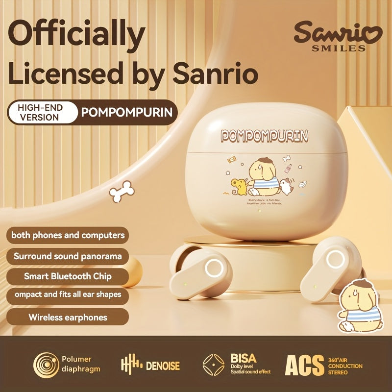 Sanrio In-Ear Wireless Bluetooth Earphones - Pudding Dog & Hello Kitty, Cute and Lightweight for Sports, Exercise, Travel, and Birthday Gifts