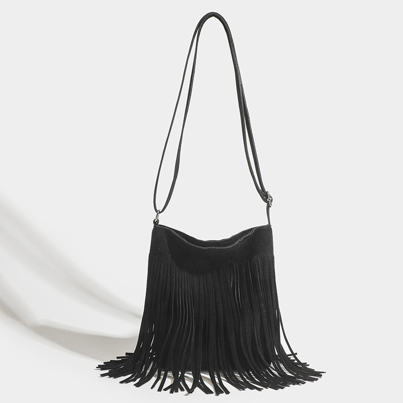 Artistic Tassel Canvas Crossbody Shoulder Bag