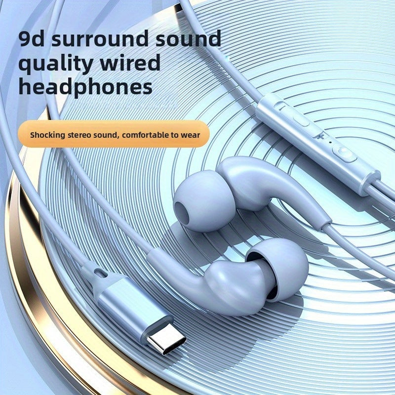 Wired Earbuds with Type-C And 3.5Mm Jack Featuring Hifi Bass, Stereo Sound, Volume Control, And Microphone, Compatible with for galaxy S25, S24, S23 Ultra, And Iphone 16, 15 Pro Max