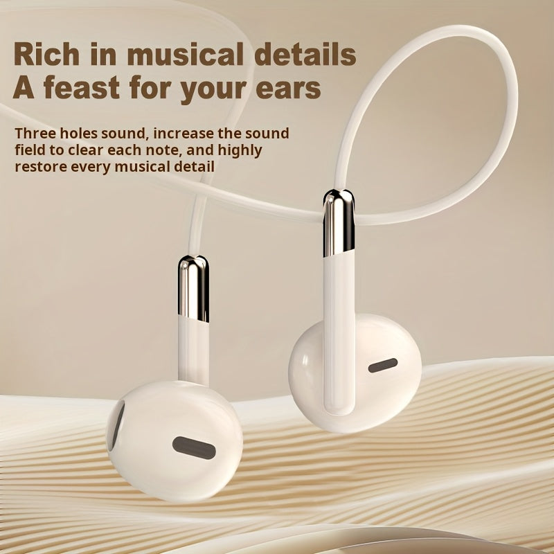 Wired Headphones with a 3.5Mm Jack, Featuring a Built-In Microphone, In-Ear Design, High-Definition Sound Quality, Supporting Calls, Volume Adjustment, And Song Switching. They Can Be Used with Devices Like Smartphones, Lapto
