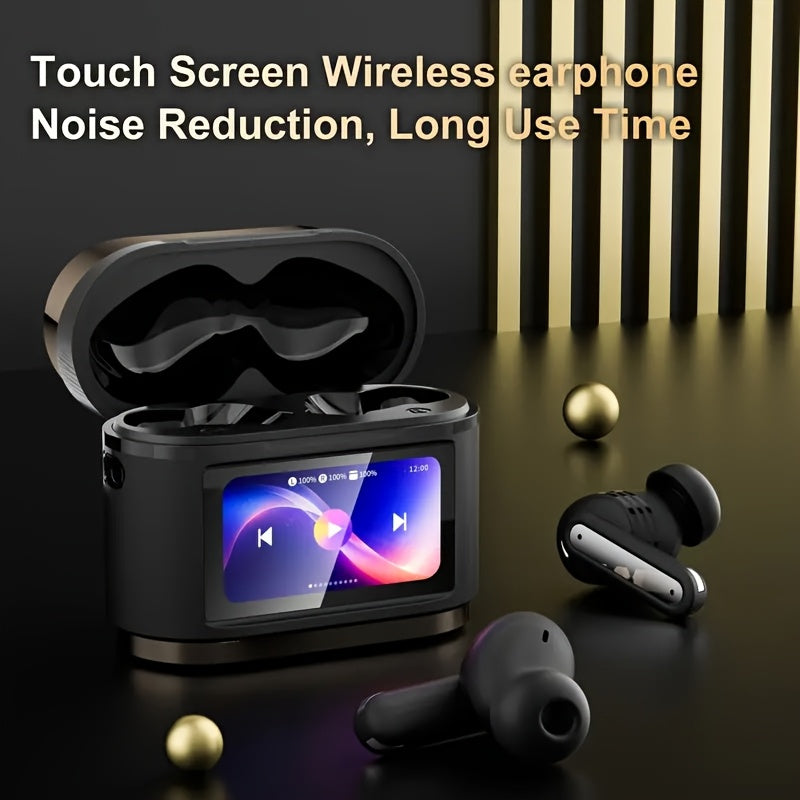 2025 New Active Noise Cancelling Earbuds (ANC), Smart Digital Display Touchscreen, Wireless Earbuds, Compatible with iPhone and Android TWS True Wireless Earbuds, 6 Microphones for Perfect Calls, Voice Control, Up to 40 Hours