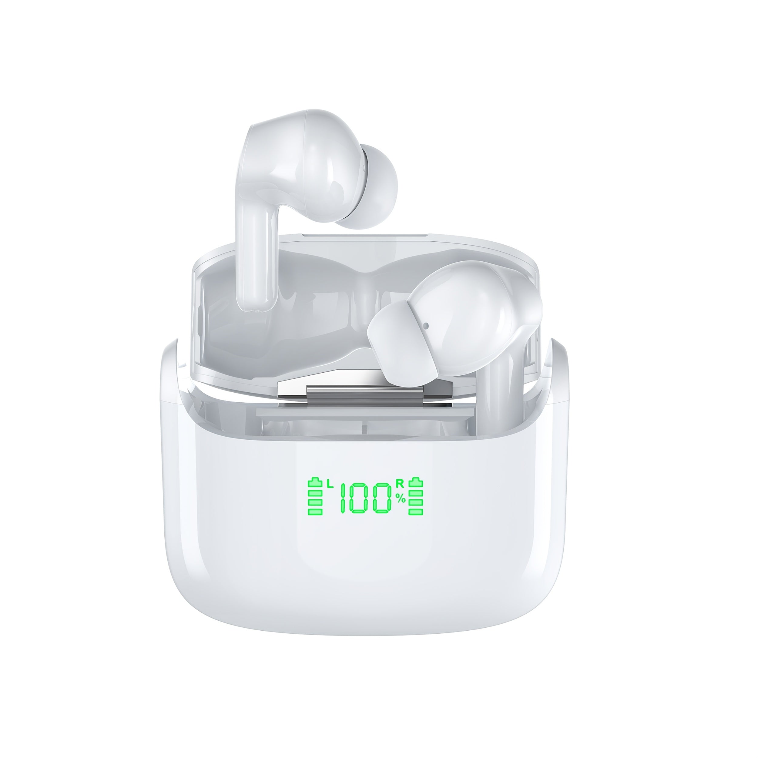 Wireless Earbuds, Wireless Headphones with 5.3 Stereo Bass, 40-Hour Dual Microphone Calling, In-Ear USB-C LED Display Sports Headset, Compact Wireless Earbuds
