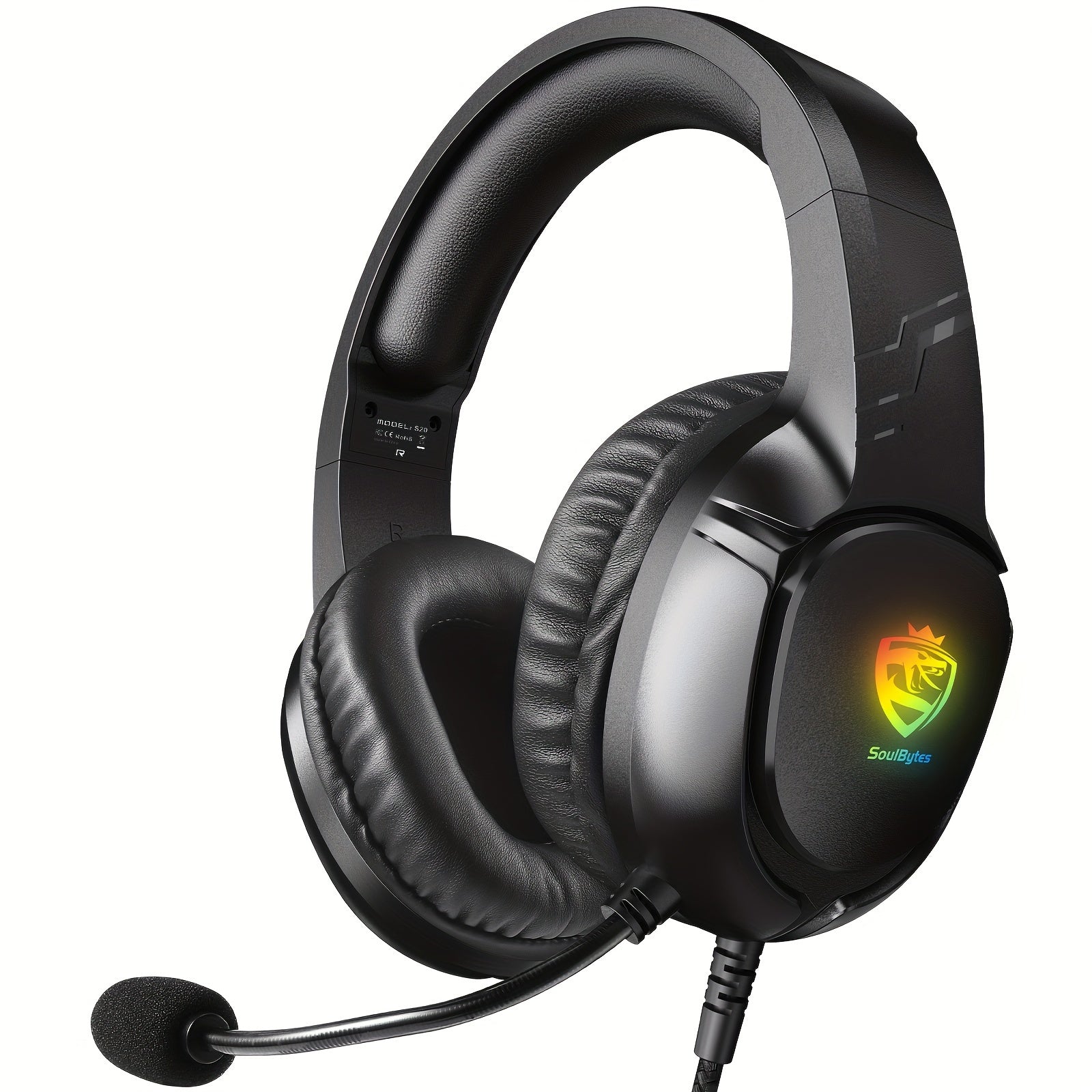 The Soulbytes S20 Over-Ear Gaming Headset Features a Wired Design with Volume/Mute Control, 7-Color Breathing Lights, And Surround Sound Effects. It Is Compatible with Mobile Phones, Desktops, And Laptops, And Can Be Used wit