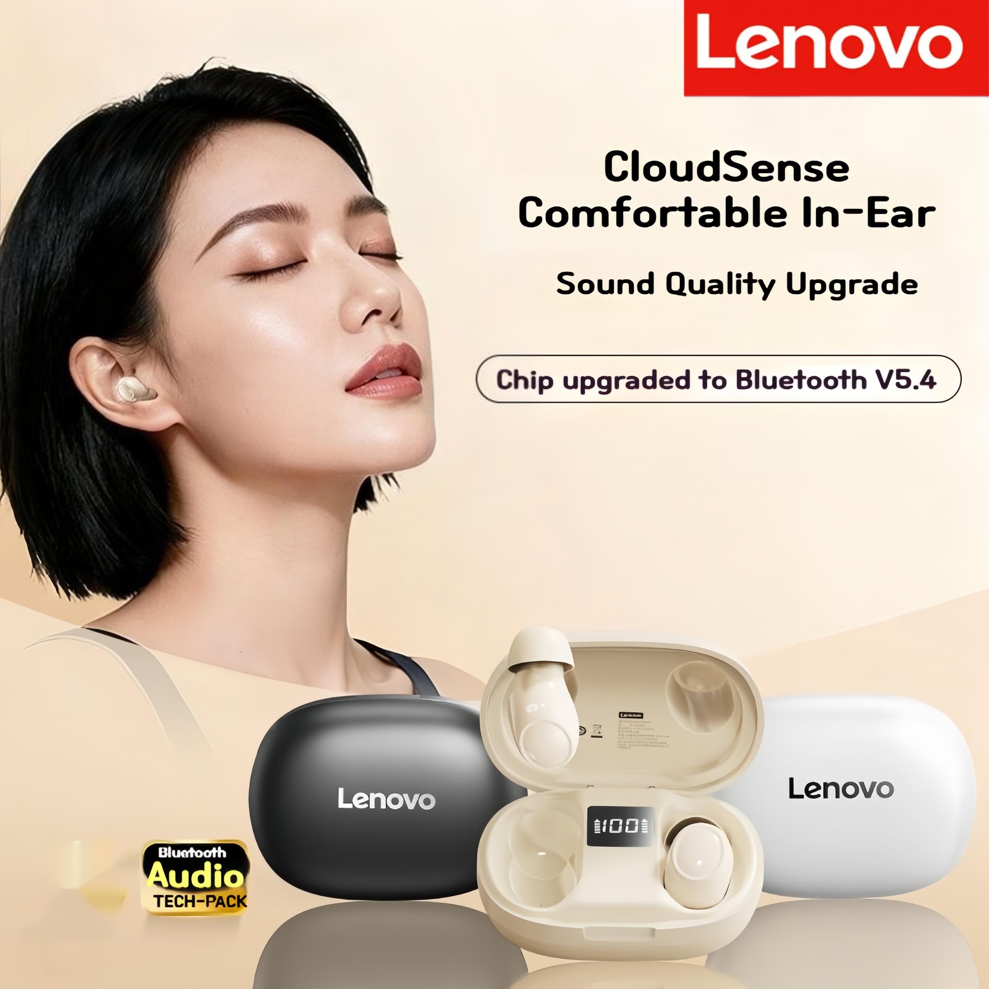 Lenovo EA289 Dot Style Bluetooth Earphones- Wireless Mini In-Ear TWS, ENC Noise Canceling, 28H Long Battery Life, Secure Fit for Sports Running Gym, HD Call/Music, Compatible with iPhone Samsung Android Phone Tablet