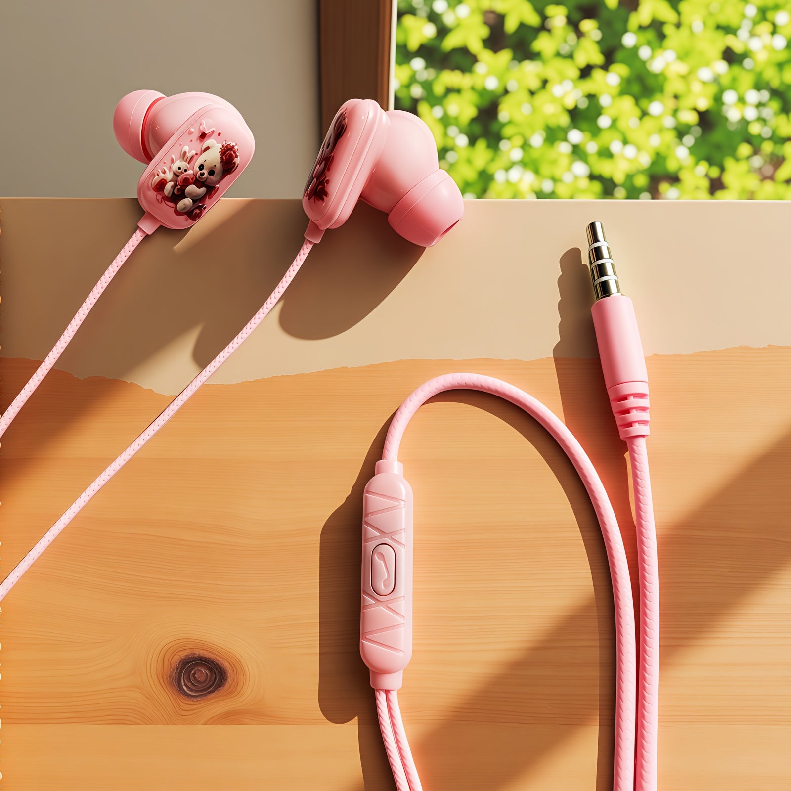 Novel Design Cute Bear Wired Headset,HD Sound Quality Music Headset with Microphone,Compatible with All 3.5mm Interface Devices,fun In-ear Call Headphones, Music Headphones,lightweight Design,stereo Sound Quality,suitable for