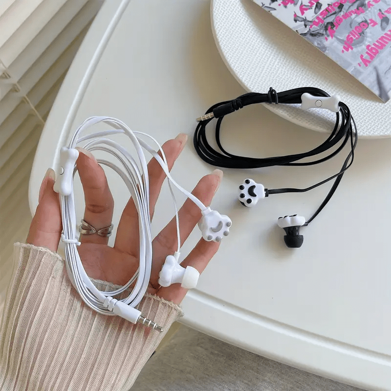 3.5Mm Smart Fully Compatible Wired Headphones Come with Cute Cat Paw Additions, Built-In Microphone, Pink In-Ear Design, Plug-And-Play Functionality, High-Definition Calls, Music Headphones, Phone Call Headphones, Comfortable