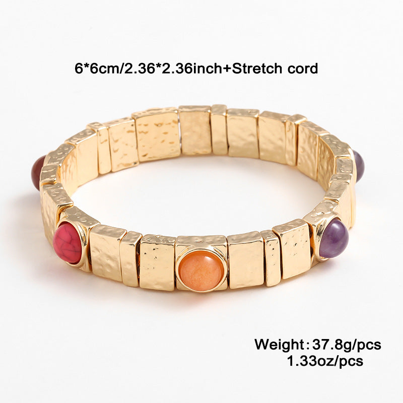 Vintage Geometric Textured Cuff Bracelet