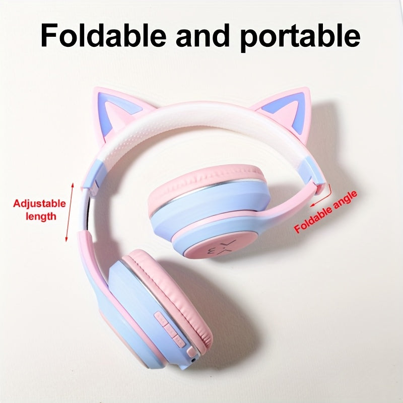 Wireless Cat Ear Gaming Headset with Surround Sound, Suitable for PC and Laptops, Voice Communication | Vibrant RGB Lighting | Over-Ear Headband, Gaming Headset, Ideal for Gifting