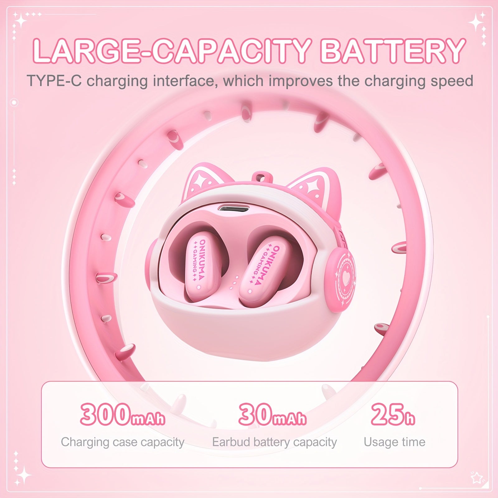 ONIKUMA TX603 New Face-Changing Charging Case Wireless Half-In-Ear Headphones Touch Control Gift Necklace/Plush Pendant Fashion Pendant Small And Lightweight Rechargeable Battery Not Wireless Connection Type-C Port Charging M