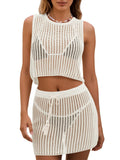 Sleeveless Crochet Crop Top & Mini Skirt Set