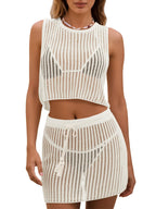 Sleeveless Crochet Crop Top & Mini Skirt Set