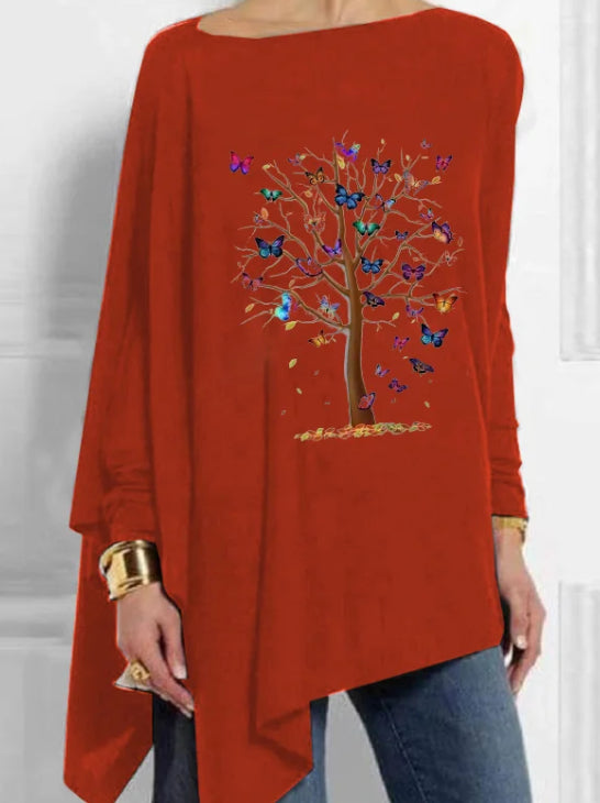 Butterfly Tree Asymmetric Tunic