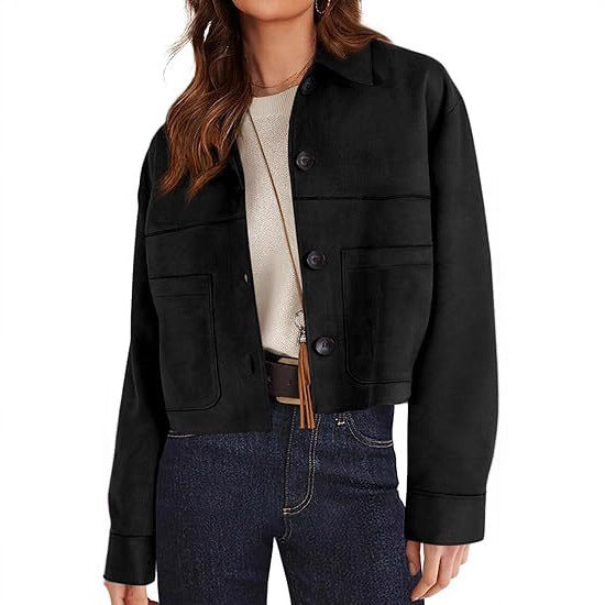 Casual Faux Suede Short Jacket Coat