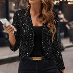 Sequin Open-Front Party Cardigan Jacket