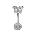 Novel Belly Button Ring Surgical Steel CZ Barbell Butterfly Belly Piercing Jewelry Body Retainer 14G