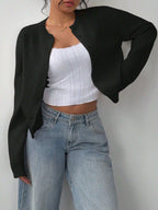 Chic Round Neck Slim Knit Cardigan