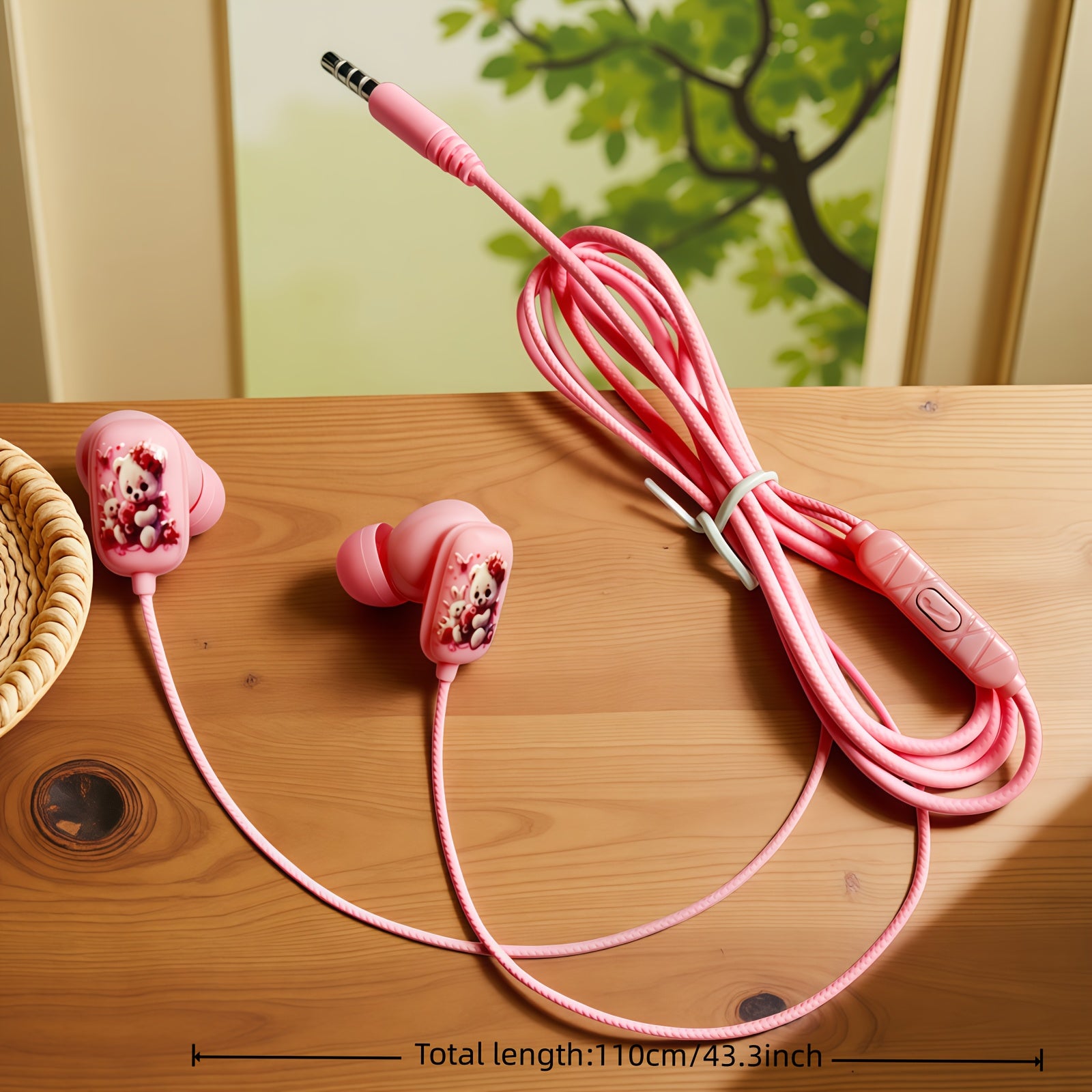 Novel Design Cute Bear Wired Headset,HD Sound Quality Music Headset with Microphone,Compatible with All 3.5mm Interface Devices,fun In-ear Call Headphones, Music Headphones,lightweight Design,stereo Sound Quality,suitable for