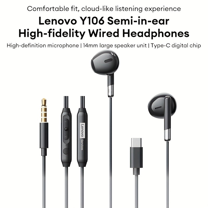 Lenovo Y106 Headphones Earphones Headset Earbuds for Office Workers Being Perfect for Clear Calls and High-Sensitivity Microphone 2025 Trending Wired Peripheral