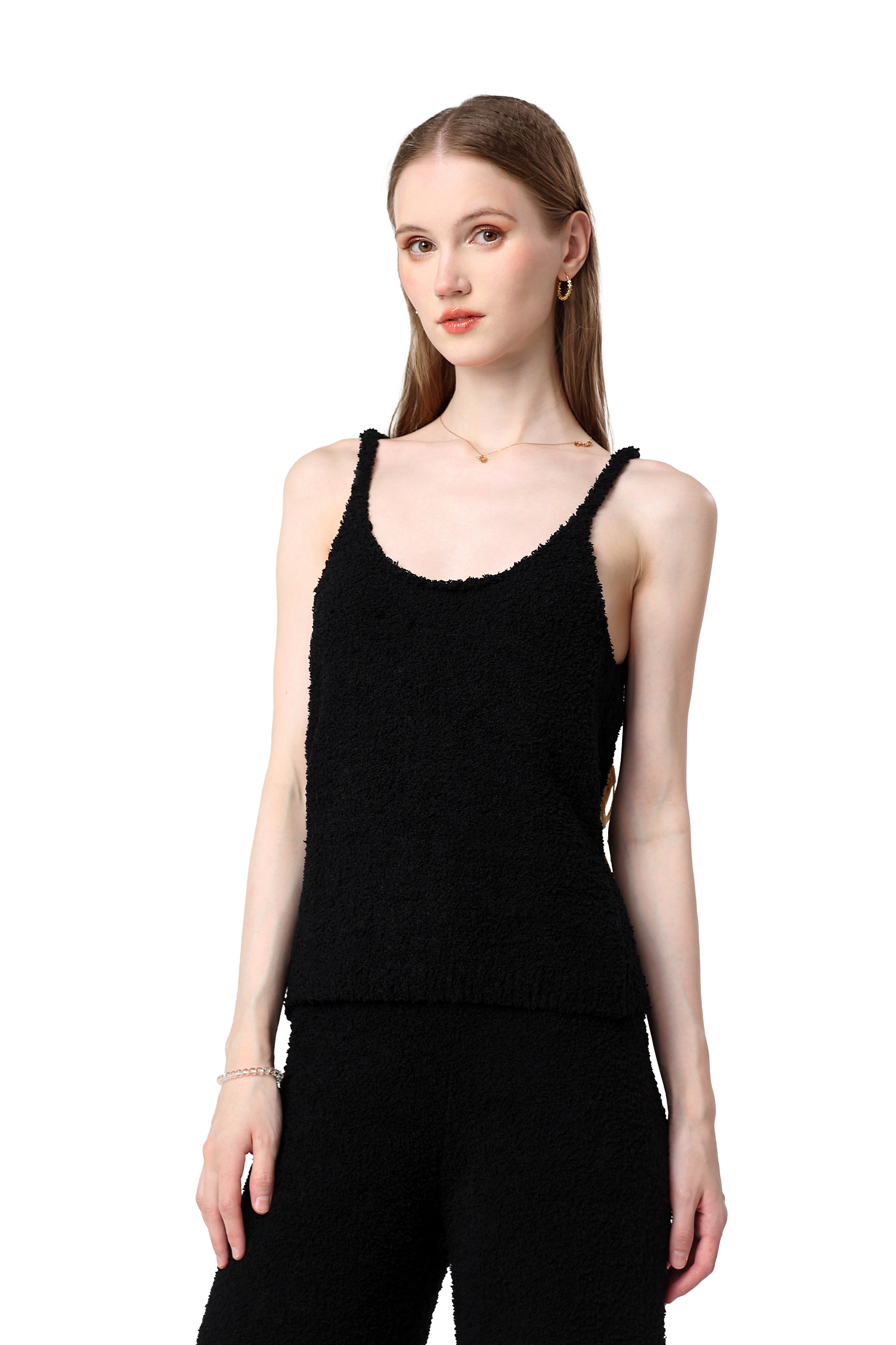 Plush Halter Wide-Leg Lounge Set