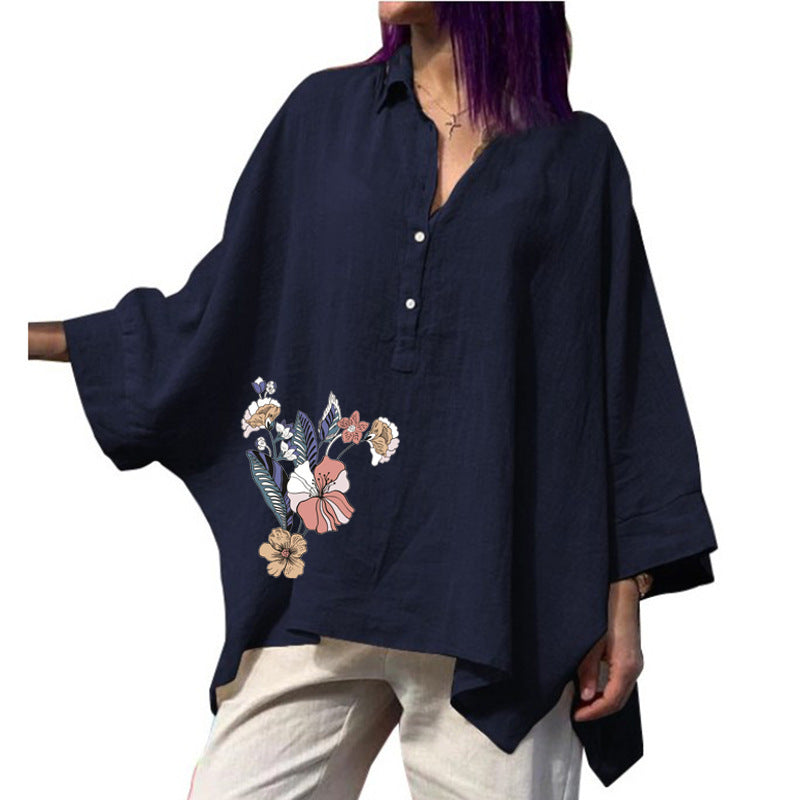 Batwing Clothes Loose Cotton And Linen Tops