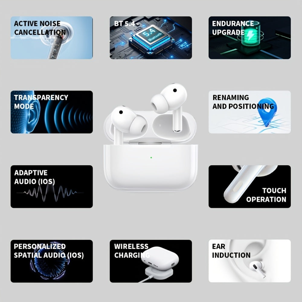 Air Pro3 10-in-1 TWS Earbuds | Active Noise Cancellation (-40dB), Heart Rate & SpO2 Monitoring, 40H Total Playtime, Touch Control, 360° Hi-Fi Sound | Universal Wireless Earphones for Smartphones, Plastic Material, USB Chargi