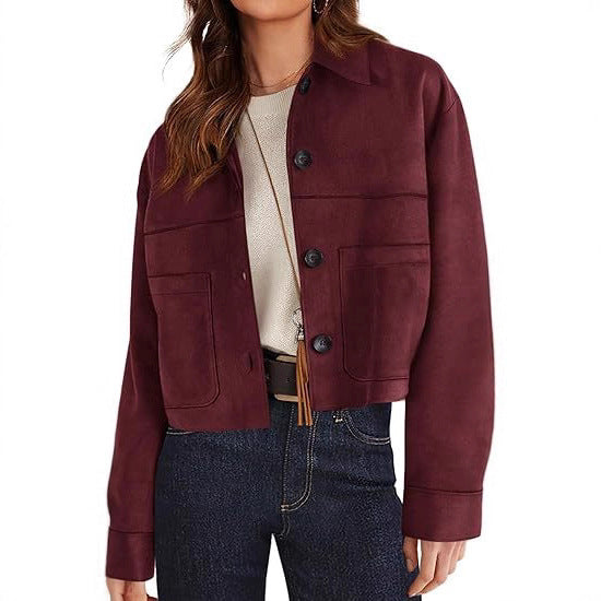Casual Faux Suede Short Jacket Coat