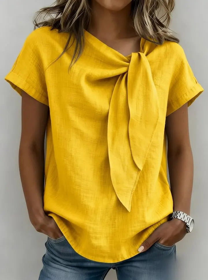 Women's Summer Short Sleeve Casual T-Shirt - Cotton Blend Lightweight Everyday Top For Daily Wear