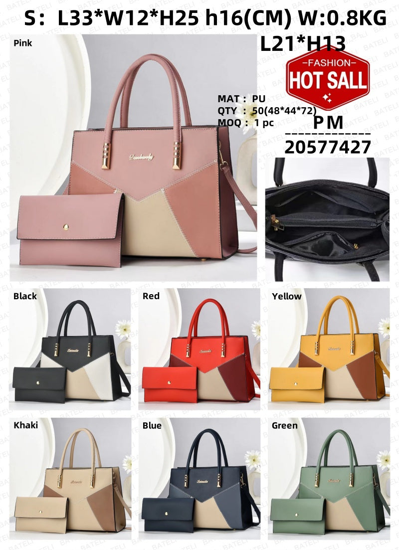 Exquisite 2-in-1 Trendy PU Leather Tote Bag with Matching Pouch