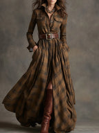 French Vintage Plaid Dress