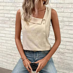 Asymmetric Diagonal Collar Tailored Vest Top