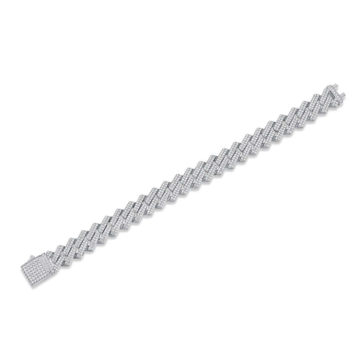 Luxury Iced-Out Cuban Link Mossan Diamond S925 Silver Bracelet