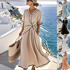 Striped V-Neck Resort Maxi