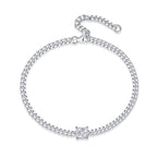 Luxury Square Mossan Diamond S925 Silver Chain Bracelet