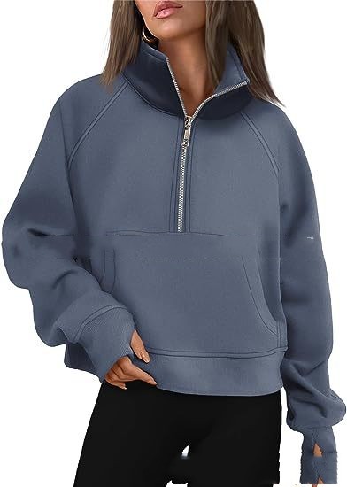 Loose Half-Zip Fleece-Lined Sweater Pullover