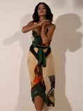 Abstract Print Off-Shoulder Midi Set