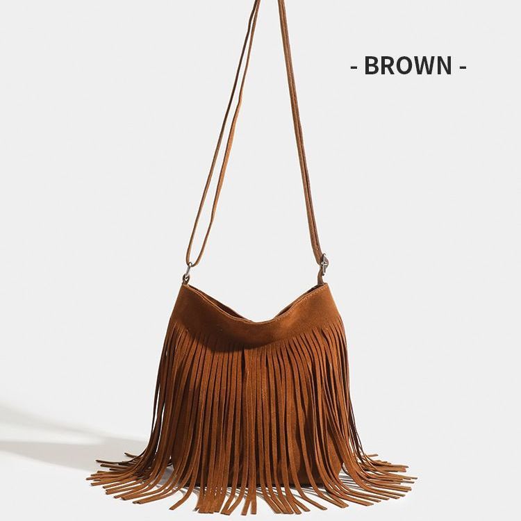 Artistic Tassel Canvas Crossbody Shoulder Bag