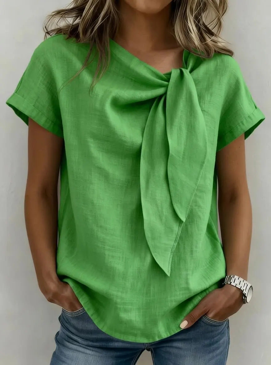 Women's Summer Short Sleeve Casual T-Shirt - Cotton Blend Lightweight Everyday Top For Daily Wear