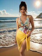 Tropical Floral Swimsuit & Sarong Set