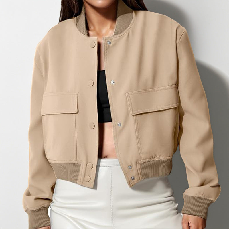 Stand-Collar Utility Bomber Jacket