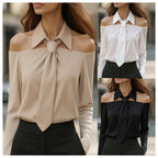 Halter Neck Cold-Shoulder Lapel Blouse