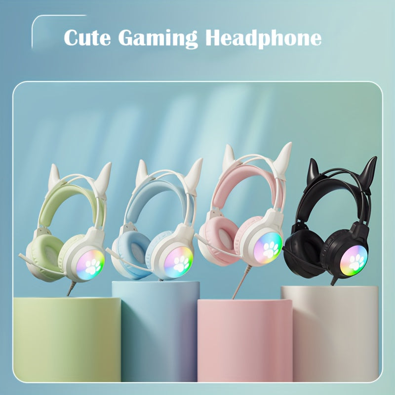 Super Adorable Gaming Headphones, a Must-Have Gift for Christmas, Ear Additions with Stunning Lighting Effects