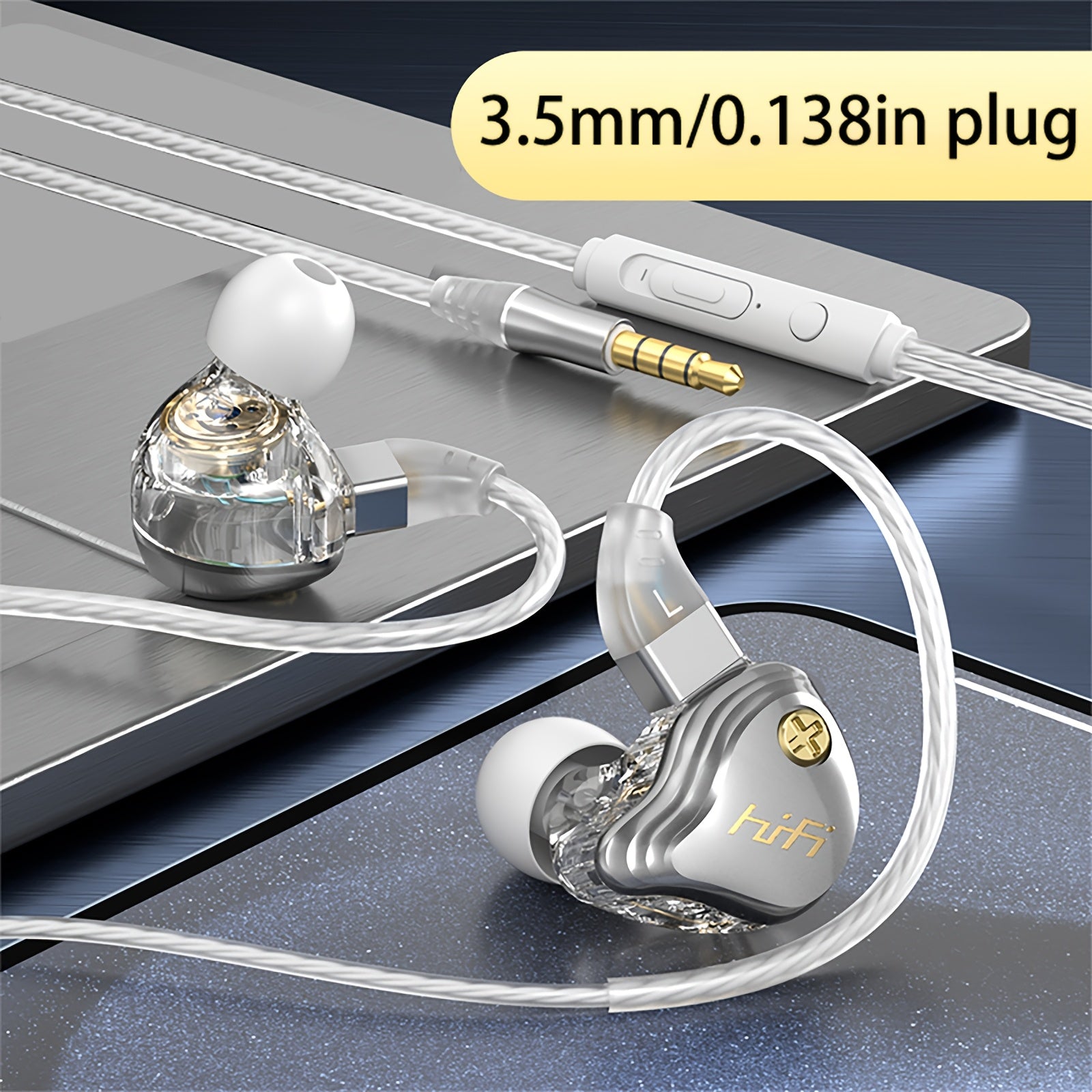Wired In-Ear Headphones with a Detachable And Convenient Plug Design, Designed for Running with an Around-The-Ear Style, Featuring Deep Bass, Hifi Stereo Sound, Easy Storage, No Delay, Effective Noise Cancellation, Smart Cont