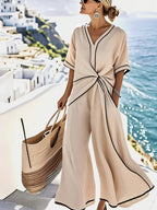Striped V-Neck Resort Maxi
