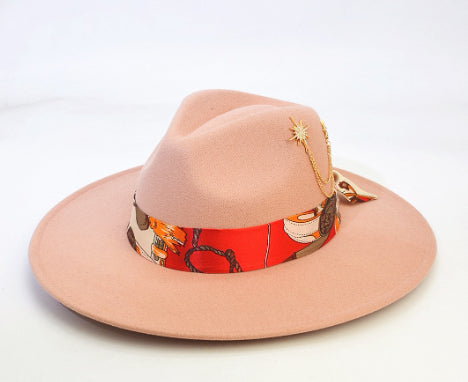 Wool-Like Retro Felt Cap British Wide Brim Hat