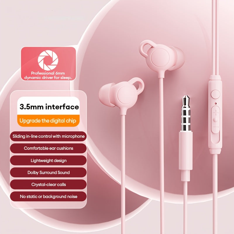 Lenovo YF44 3.5mm Comfort-Fit Wired Earphones | Ideal for Relaxation and Daily Use, Features Cloud-Like Silicone Material and 6mm High-Definition Speaker, Perfect for Indoor Rest and Long-Time Comfort