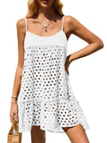 Crochet Hollow-Out Spaghetti Strap Cover-Up